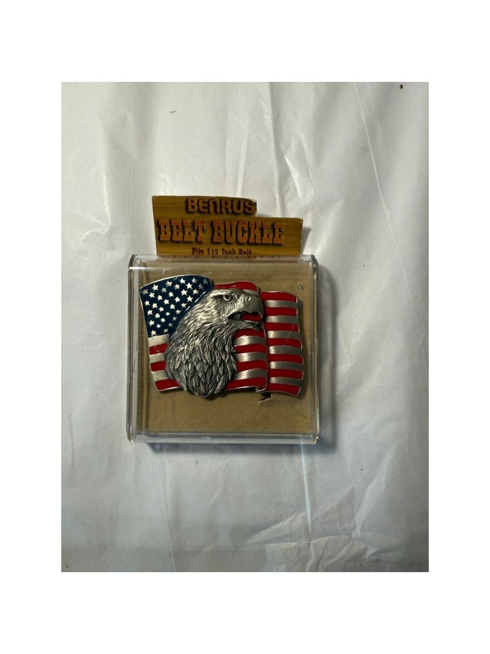 American Eagle Belt Buckle Cowboy Biker Patriot Enameled Vtg 90s